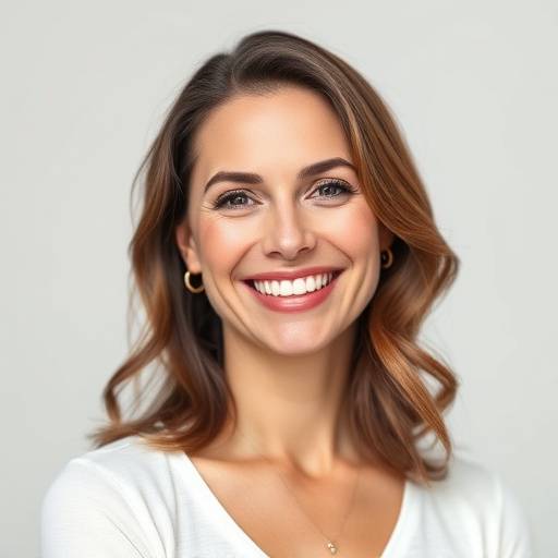 Portrait Photography Example: A woman smiling confidently in a studio setting